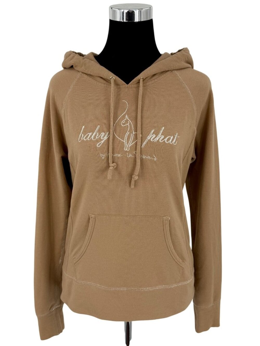 Vtg Y2K Baby Phat Tan Silver Embroidered Logo Hoodie Sweatshirt | McBling Baddie